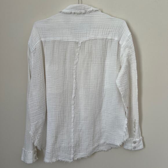 Urban Outfitters UO Luca Gauzy Cotton Button Down Shirt White Size S - Picture 2 of 13